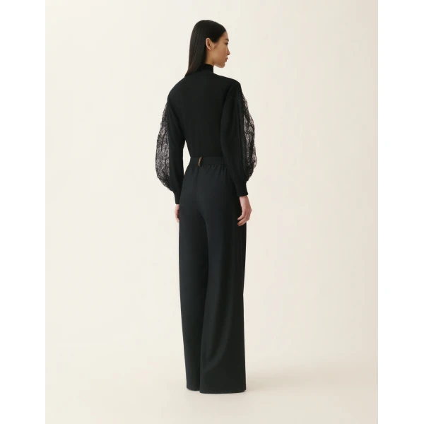 Fabiana Filippi Oversized Cargo Flannel Trousers in Black