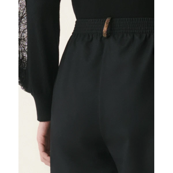 Fabiana Filippi Oversized Cargo Flannel Trousers in Black