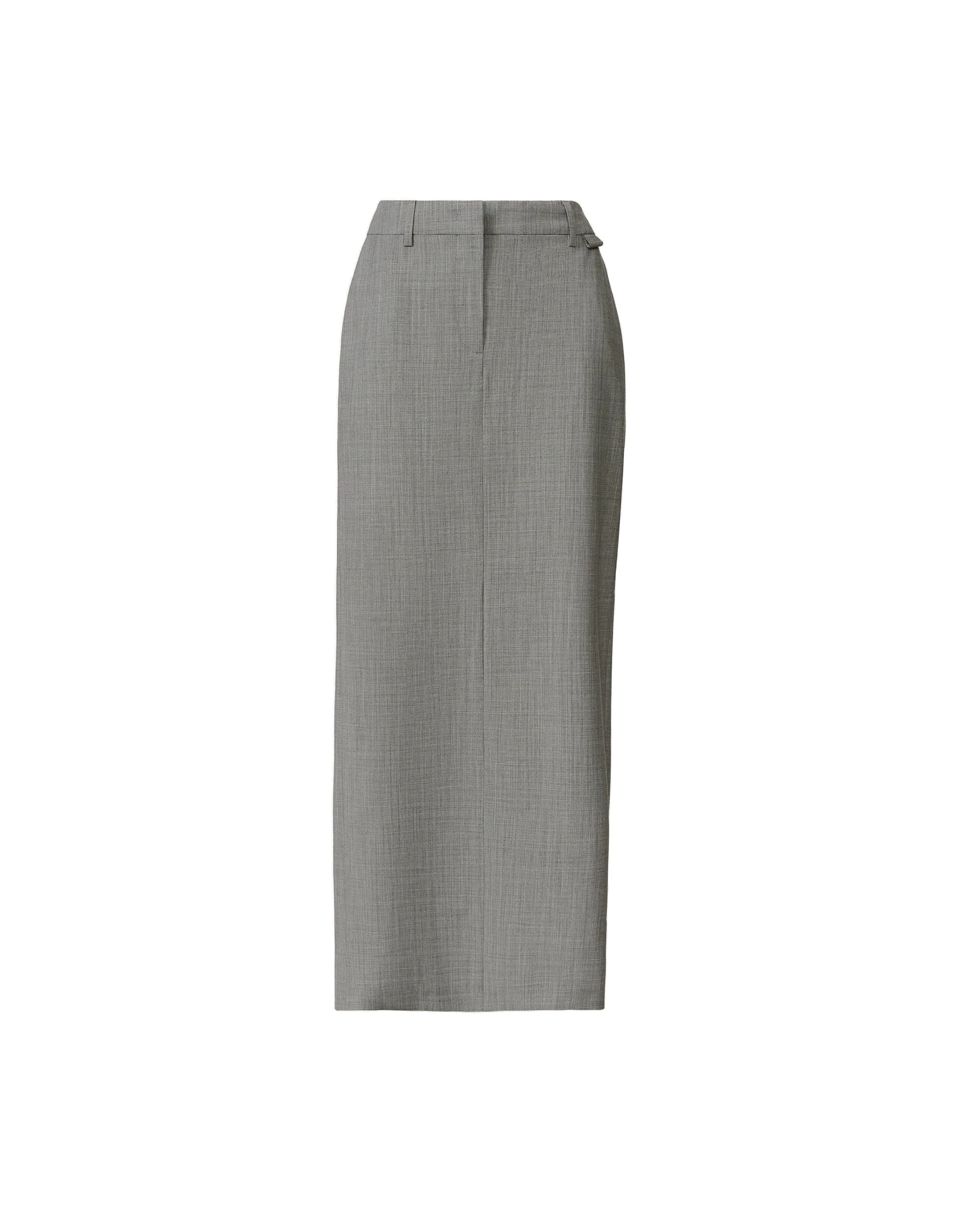 Fabiana-Filippi-Pencil-Skirt-in-Bi-Stretch-Fresco-Wool-Melange-Stone Fabiana Filippi Pencil Skirt in Bi-Stretch Fresco Wool, Melange Stone
