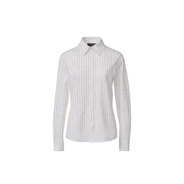 Pinstripes Signature Printed Jersey Shirt in Silk White