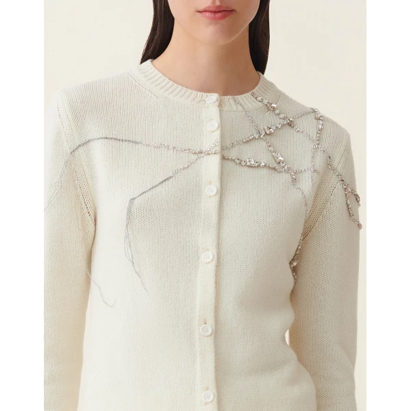 Fabiana Filippi Platinum Cardigan in Raffia