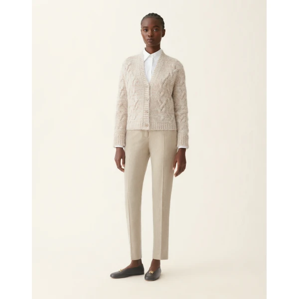 Fabiana Filippi Platinum, Mohair and Sequin Cardigan in Cachà