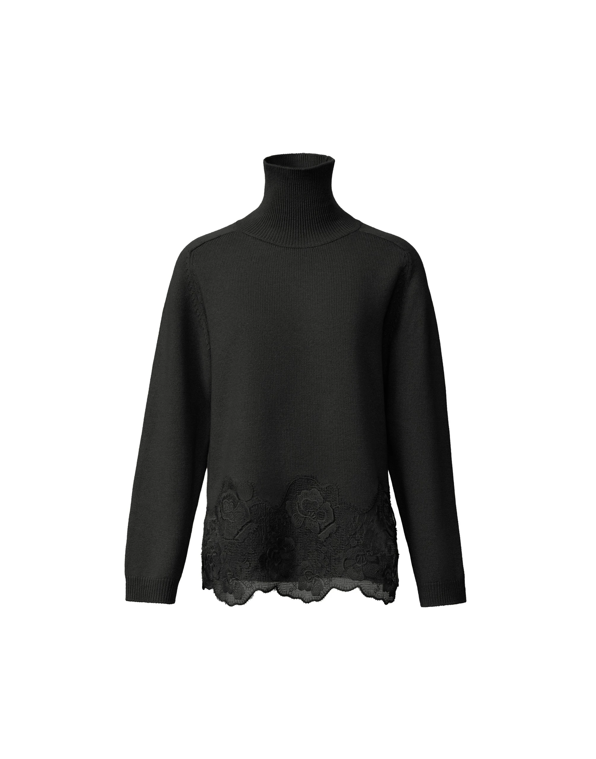Fabiana-Filippi-Platinum-Sweater-with-Lace-Hem-in-Black Fabiana Filippi Platinum Sweater with Lace Hem in Black