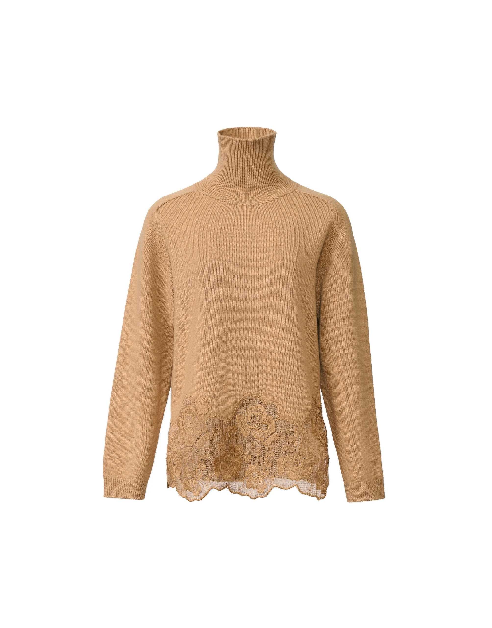 Fabiana-Filippi-Platinum-Sweater-with-Lace-Hem-in-Rattan Fabiana Filippi Platinum Sweater with Lace Hem in Rattan