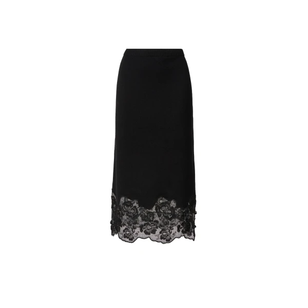 Platinum and Lace Pencil Skirt in Black