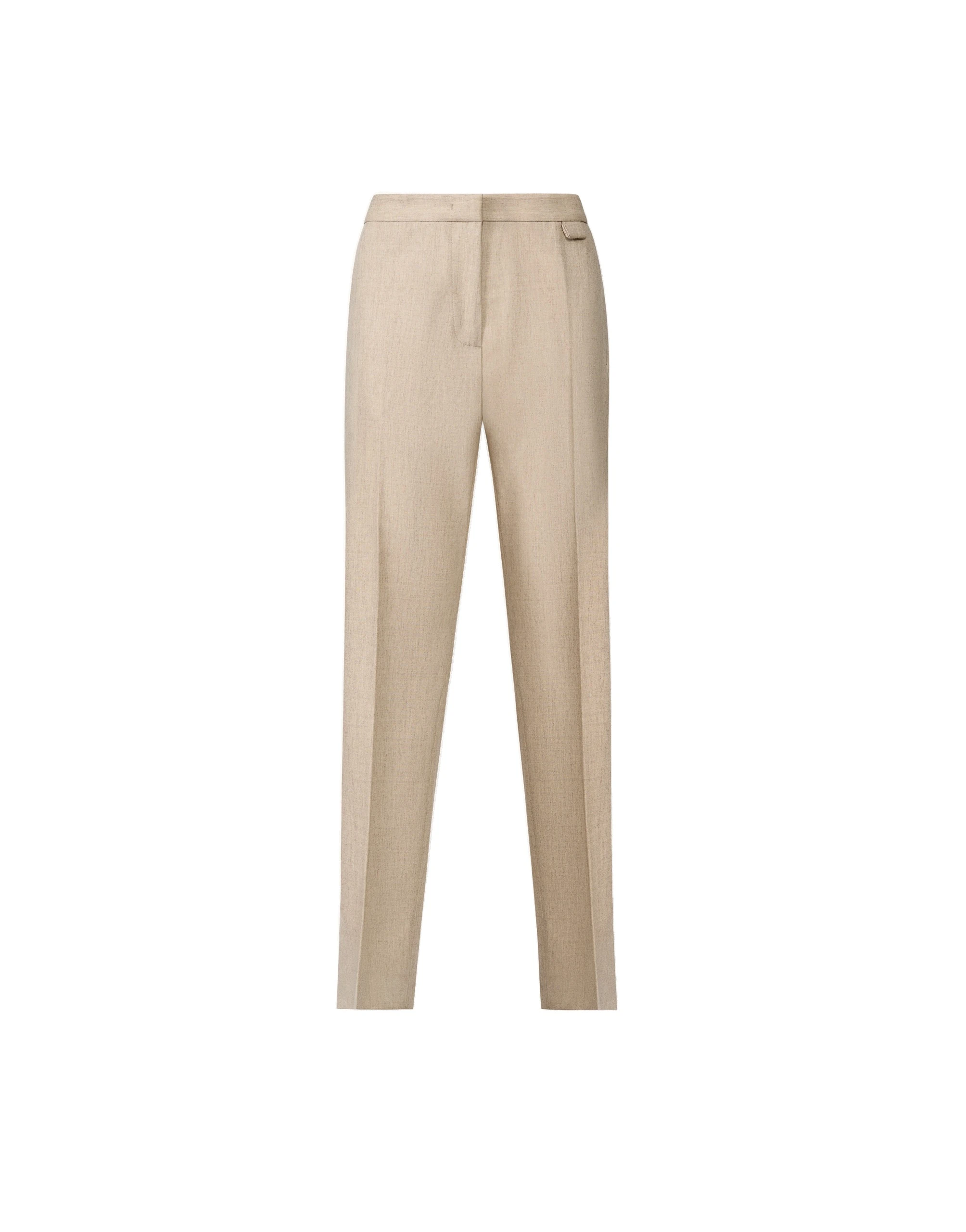Fabiana-Filippi-Regular-Fit-Flannel-Trousers-in-Greige Fabiana Filippi Regular-Fit Flannel Trousers in Greige