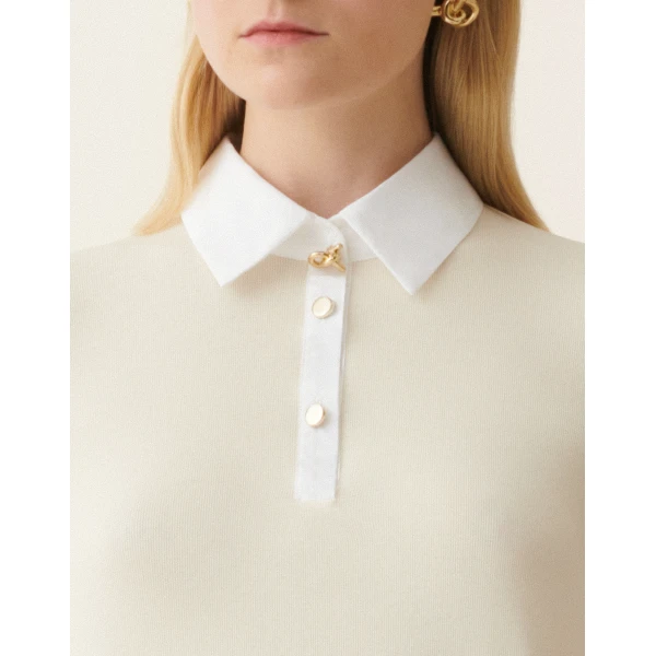Fabiana Filippi Ribbed Cotton Jersey Long-Sleeved T-shirt in Butter