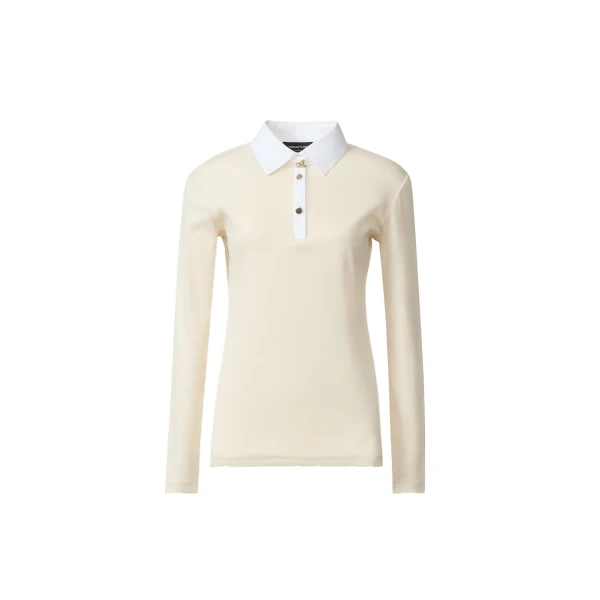 Ribbed Cotton Jersey Long-Sleeved T-shirt in Butter