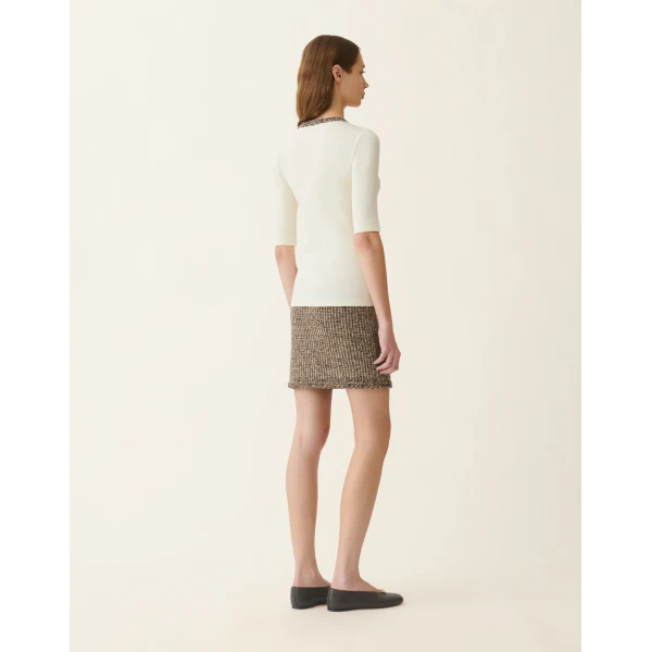 Fabiana Filippi Ribbed Cotton Jersey T-shirt in Butter