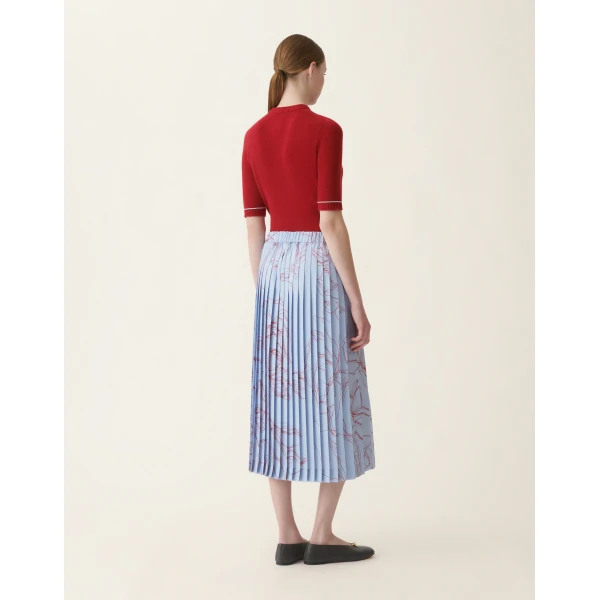 Fabiana Filippi Silk Twill Midi Skirt in Light Blue