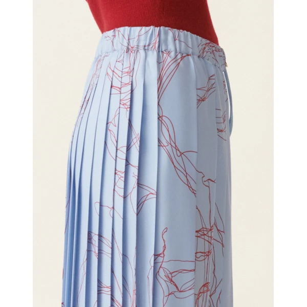 Fabiana Filippi Silk Twill Midi Skirt in Light Blue