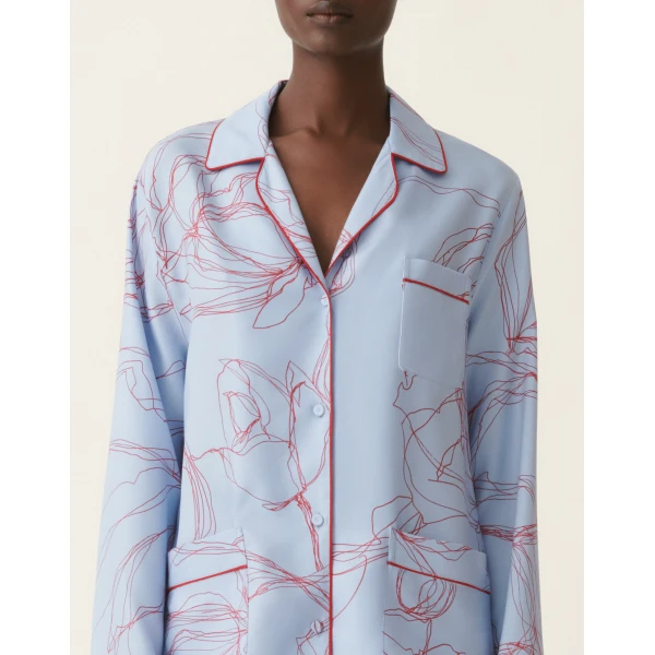 Fabiana Filippi Silk Twill Shirt in Light Blue