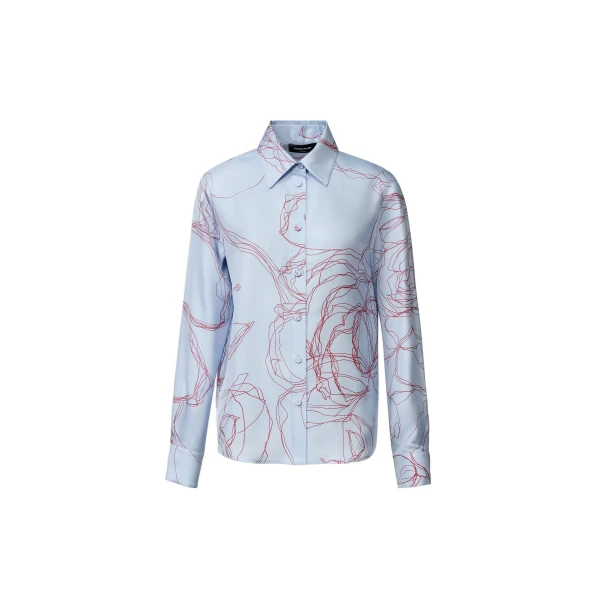 Silk Twill Shirt in Light Blue