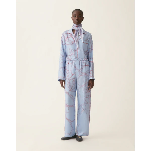 Fabiana Filippi Silk Twill Trousers in Light Blue