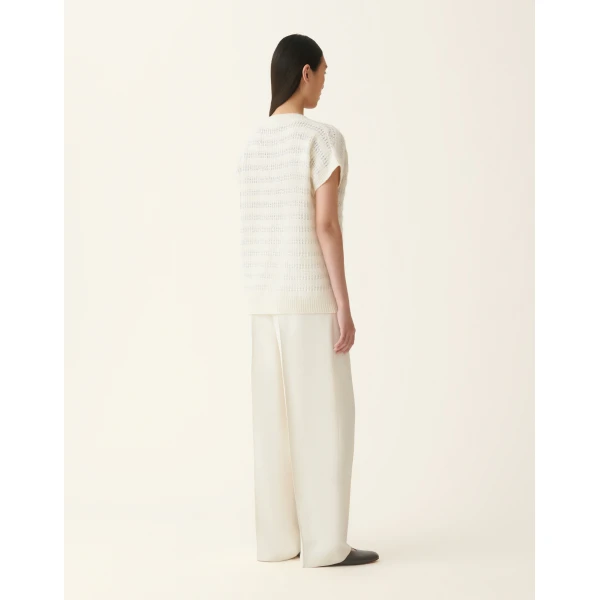 Fabiana Filippi Striped Platinum and Mohair Sweater in Raffia