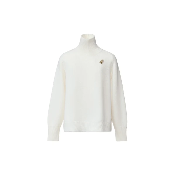 Turtleneck Merino Wool Sweater in Raffia