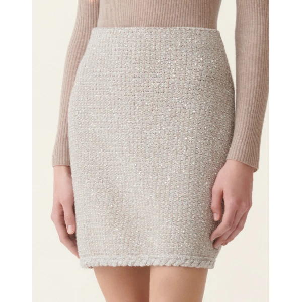 Fabiana Filippi Tweed Miniskirt in Granite