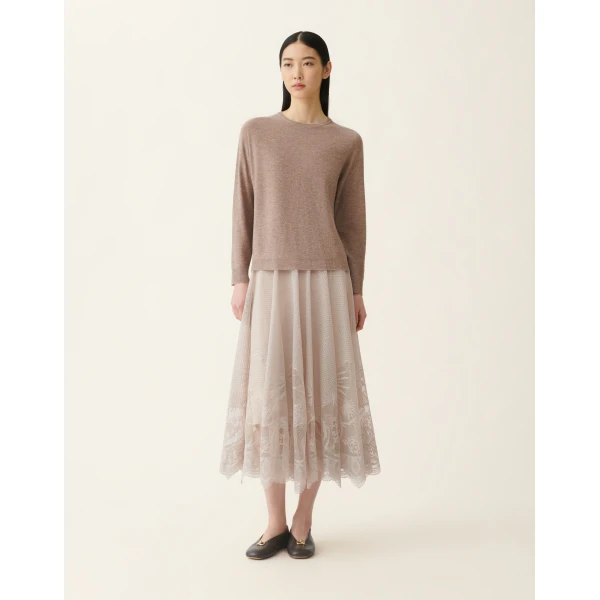 Fabiana Filippi Wool Sweater with Sequins in Mocha