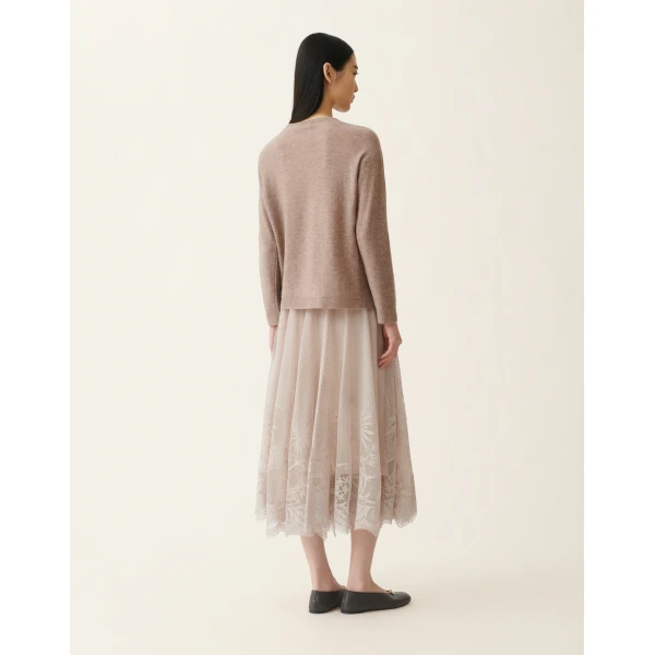 Fabiana Filippi Wool Sweater with Sequins in Mocha