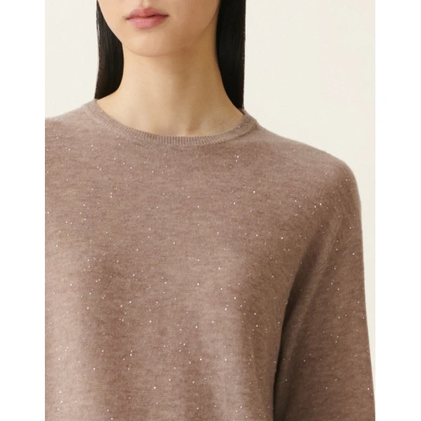 Fabiana Filippi Wool Sweater with Sequins in Mocha