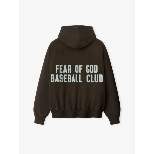 Fear of God Baseball Club Half Zip Hoodie in Dark Brown | Sweatshirts | Luxury Shoes 