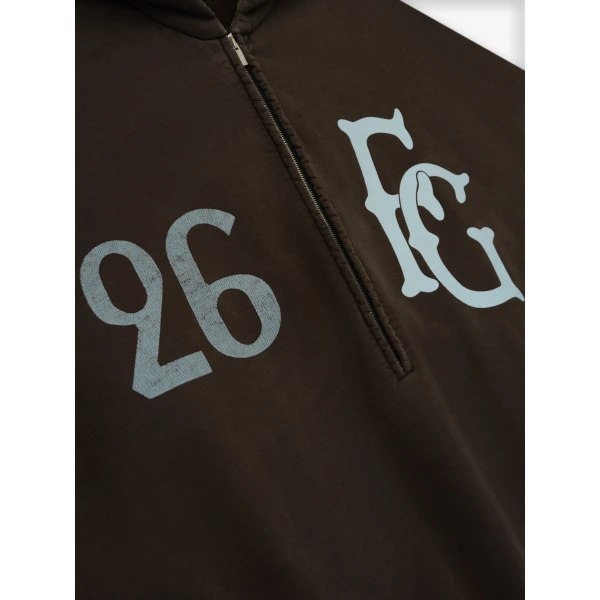 Fear of God Baseball Club Half Zip Hoodie in Dark Brown | Sweatshirts | Luxury Shoes 