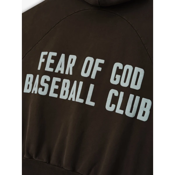 Fear of God Baseball Club Half Zip Hoodie in Dark Brown | Sweatshirts | Luxury Shoes 