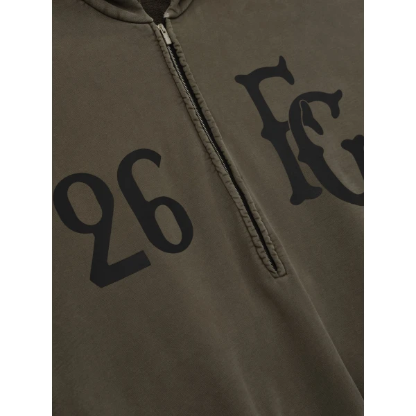 Fear of God Baseball Club Half Zip Hoodie in Faded Brown | Sweatshirts | Luxury Shoes 