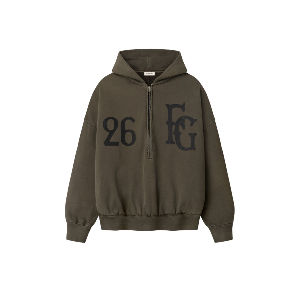 Fear of God Baseball Club Half Zip Hoodie in Faded Brown | Luxury Shoes 