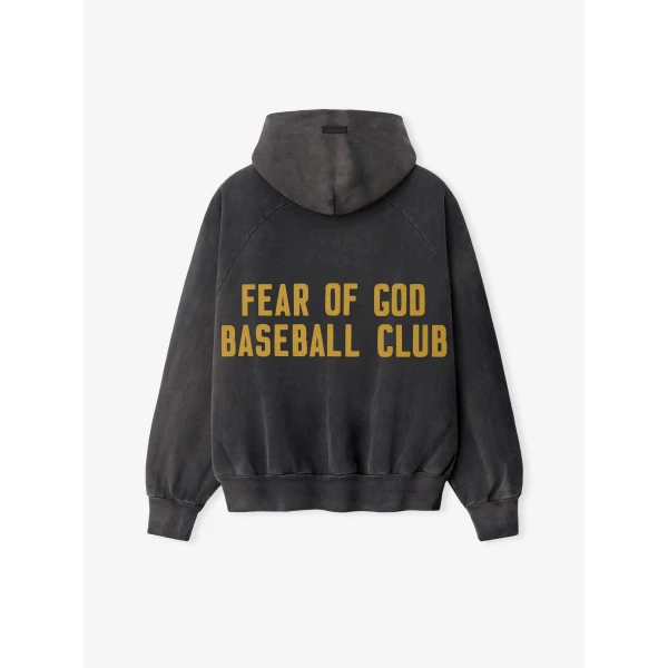 Fear of God Baseball Club Half Zip Hoodie in Off Black | Sweatshirts | Luxury Shoes 