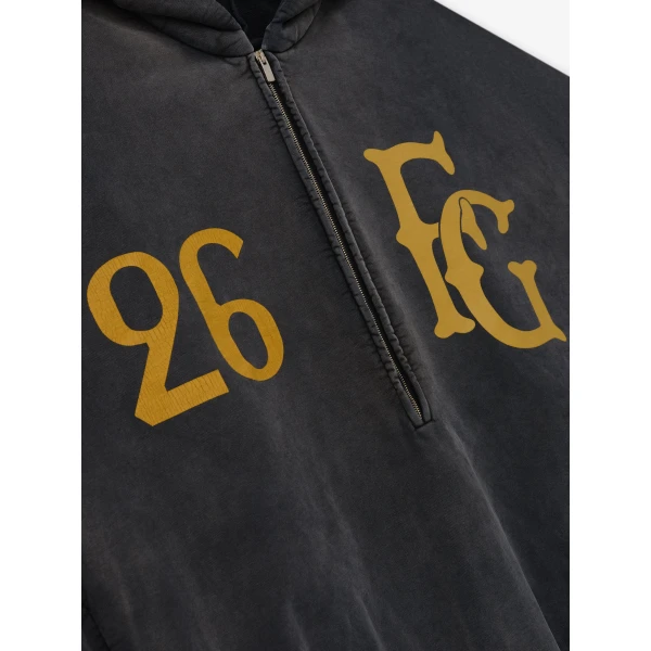 Fear of God Baseball Club Half Zip Hoodie in Off Black | Sweatshirts | Luxury Shoes 