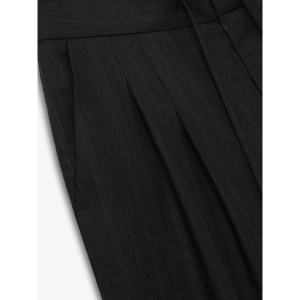 Fear of God Black Striped Wool Baggy Shorts in Black Striped | Shorts | Luxury Shoes 