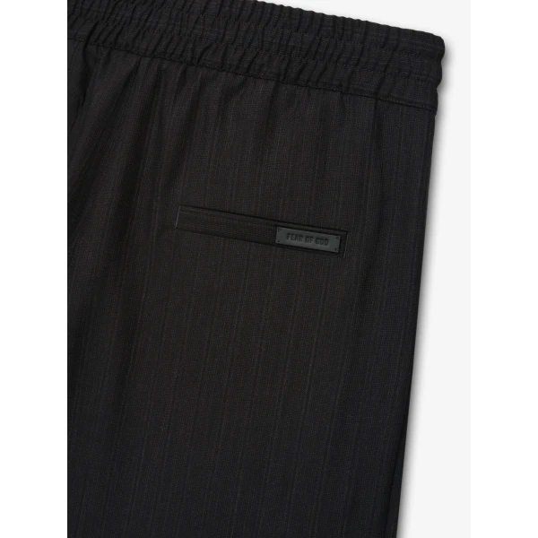 Fear of God Black Striped Wool Baggy Shorts in Black Striped | Shorts | Luxury Shoes 