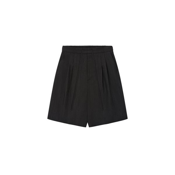 Fear of God Black Striped Wool Baggy Shorts in Black Striped | Luxury Shoes 