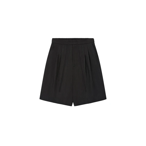 Fear of God Black Striped Wool Baggy Shorts in Black Striped | Luxury Shoes 