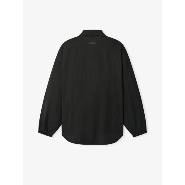 Fear of God Black Striped Wool Elastic Cuff Shirt in Black Striped | Men Shirts | Luxury Shoes 