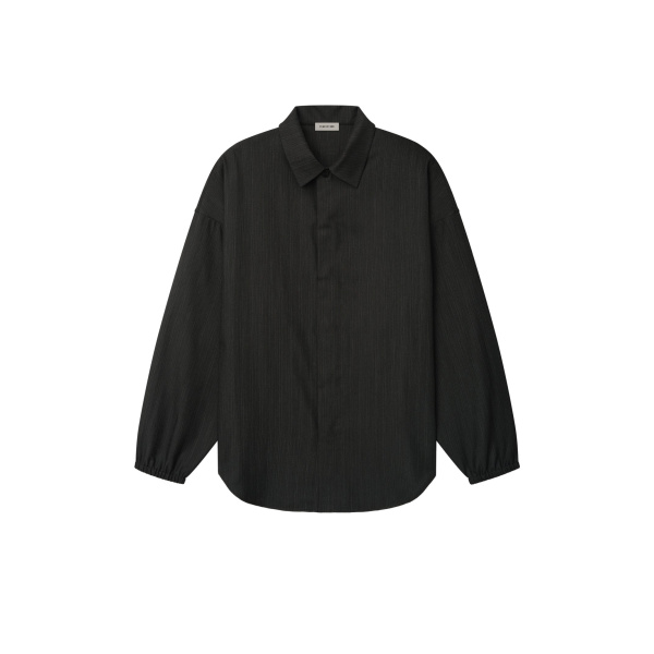 Fear of God Black Striped Wool Elastic Cuff Shirt in Black Striped | Luxury Shoes 