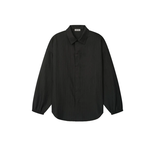 Fear of God Black Striped Wool Elastic Cuff Shirt in Black Striped | Luxury Shoes 