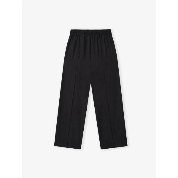 Fear of God Black Striped Wool Wide Leg Drawstring Pants in Black Striped | Pants | Luxury Shoes 