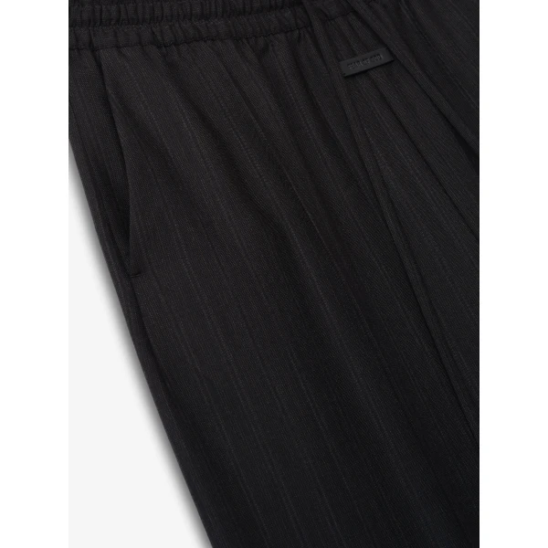 Fear of God Black Striped Wool Wide Leg Drawstring Pants in Black Striped | Pants | Luxury Shoes 