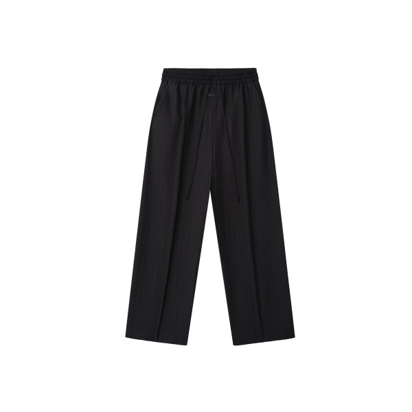 Fear of God Black Striped Wool Wide Leg Drawstring Pants in Black Striped | Luxury Shoes 