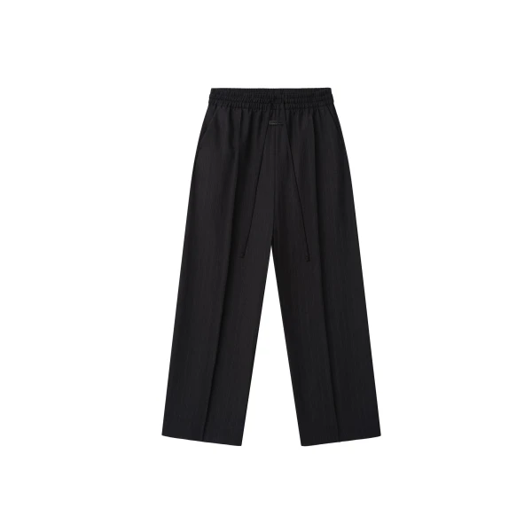 Fear of God Black Striped Wool Wide Leg Drawstring Pants in Black Striped | Luxury Shoes 