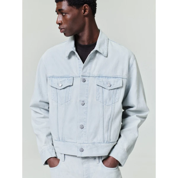 Fear of God Bleached Denim Classic Trucker Jacket in Bleach Wash | Men Jackets | Luxury Shoes 