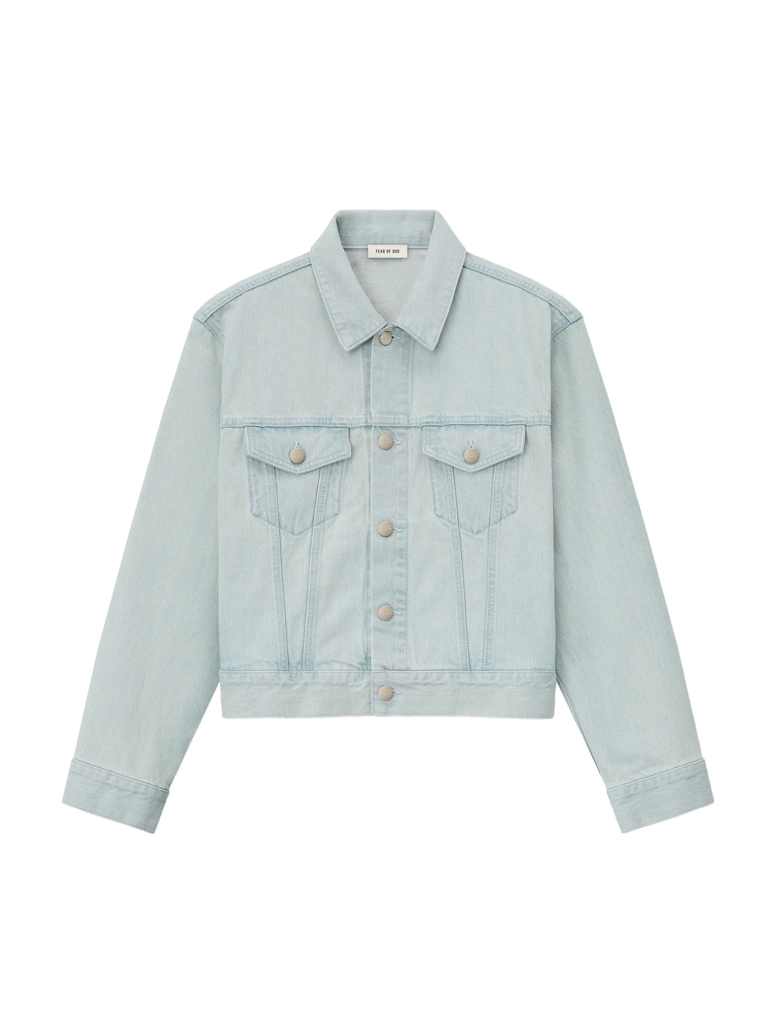 Fear of God Bleached Denim Classic Trucker Jacket in Bleach Wash Fear of God Bleached Denim Classic Trucker Jacket in Bleach Wash | Luxury Shoes
