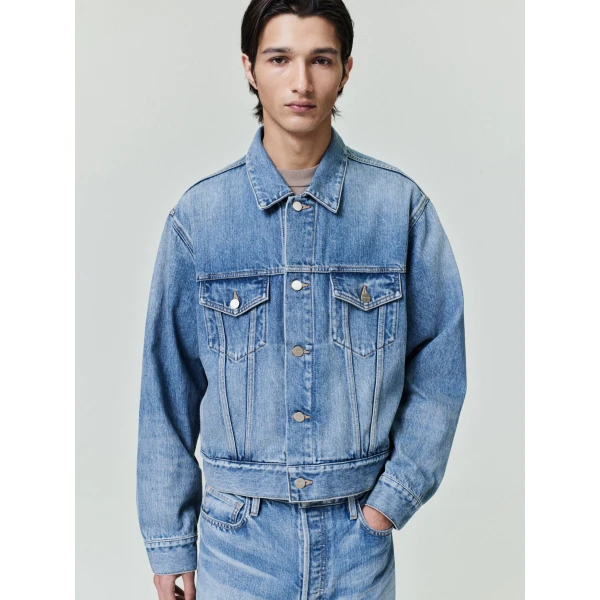 Fear of God Classic Trucker Jacket in Medium Indigo | Men Jackets | Luxury Shoes 