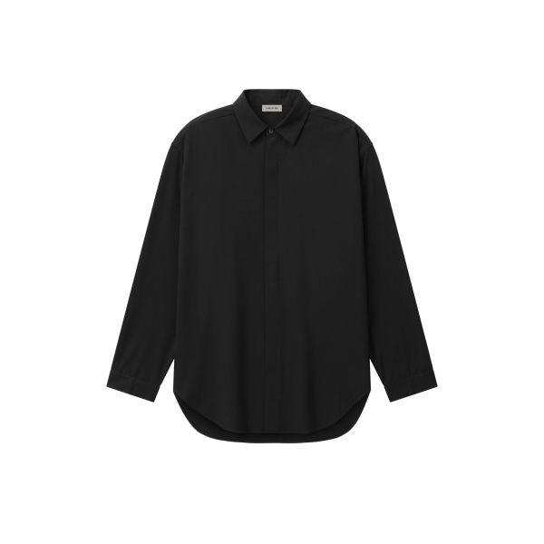 Fear of God Cotton Wool Oxford Classic Shirt in Black | Luxury Shoes 
