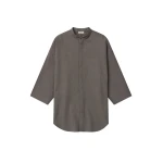 Fear of God Cotton Wool Oxford Mandarin Relaxed Short Sleeve Shirt in Willow | Luxury Shoes 