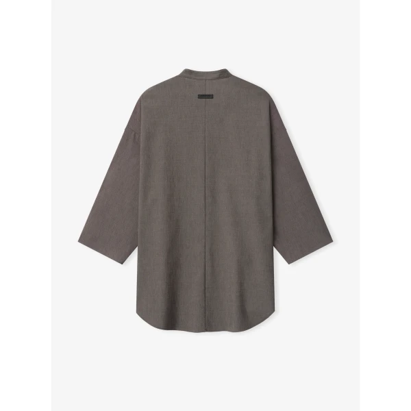 Fear of God Cotton Wool Oxford Mandarin Relaxed Short Sleeve Shirt in Willow | Men Shirts | Luxury Shoes 