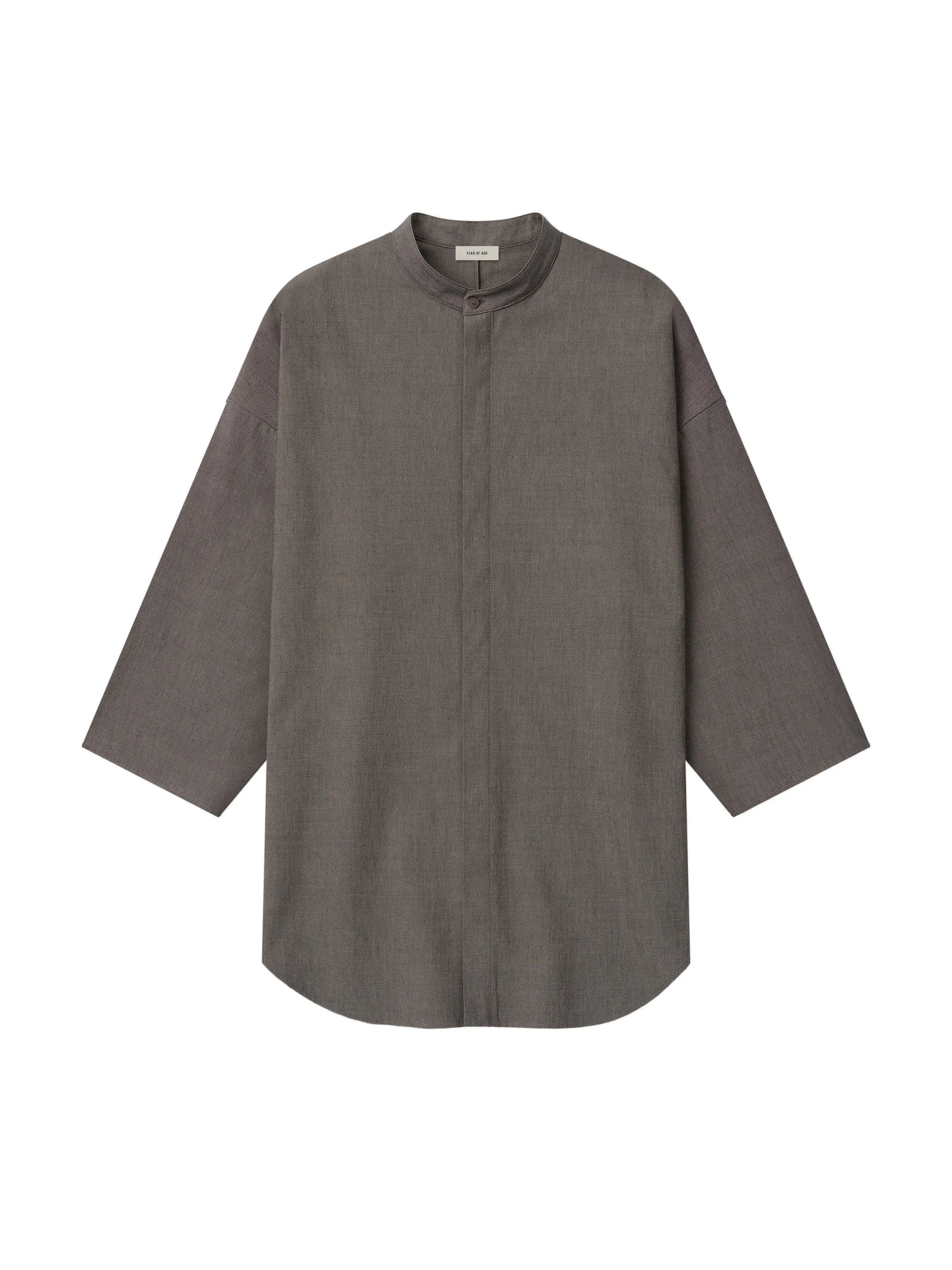 Fear of God Cotton Wool Oxford Mandarin Relaxed Short Sleeve Shirt in Willow Fear of God Cotton Wool Oxford Mandarin Relaxed Short Sleeve Shirt in Willow | Luxury Shoes