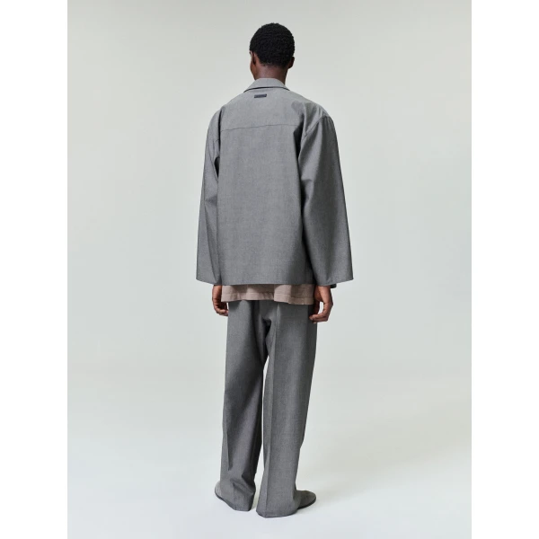 Fear of God Cotton Wool Oxford Shirt Jacket in Willow | Men Jackets | Luxury Shoes 